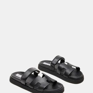 Steve Madden Black Open-Toe Slides